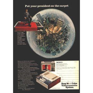 1973 Sony U-Matic Videocassette System Vintage Print Ad VCR 70s Tech Wall Art